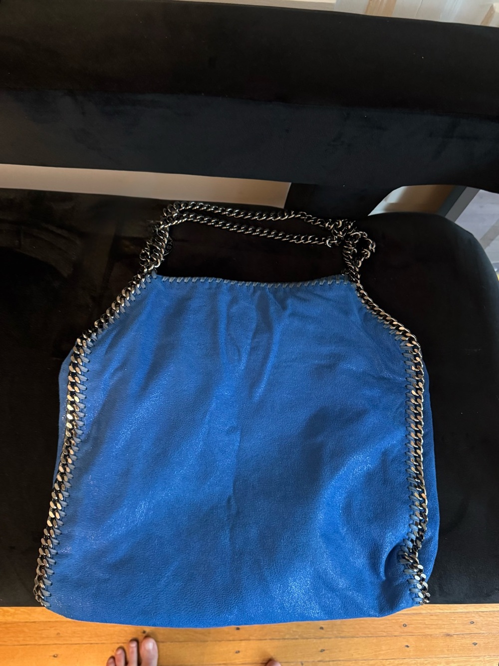 Stella McCartney Falabella Shaggy Deer tote in cobalt blue